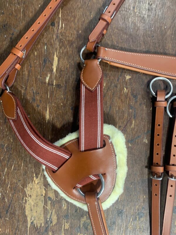 5 Point Saddlery Goods Point Leather Horse Breastplate Tan Color - Image 7