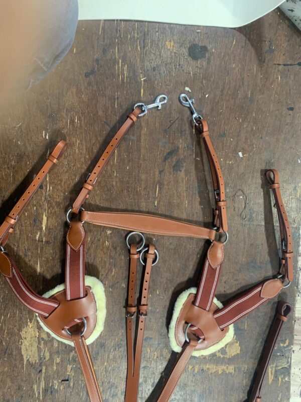 5 Point Saddlery Goods Point Leather Horse Breastplate Tan Color - Image 5