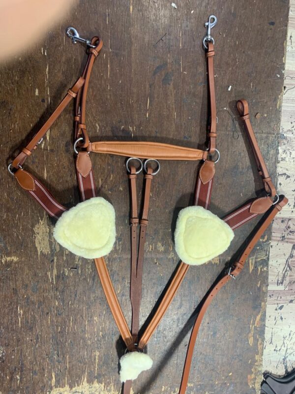 Saddlery Goods 5 Point Anatomical Horse Leather BreastplateTan Color - Image 2