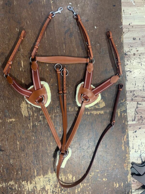 5 Point Saddlery Goods Point Leather Horse Breastplate Tan Color - Image 3