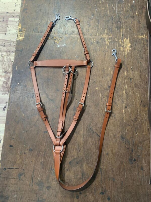 Saddlery Goods 3 Point Leather Breastplate with Running Attachment Color Tan - Image 2
