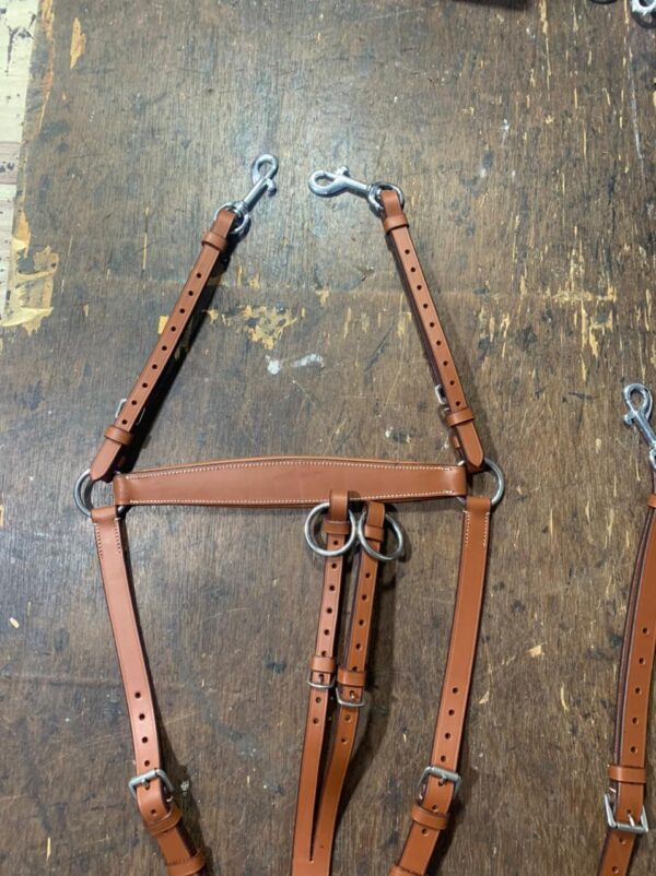 Saddlery Goods 3 Point Leather Breastplate with Running Attachment Color Tan - Image 4
