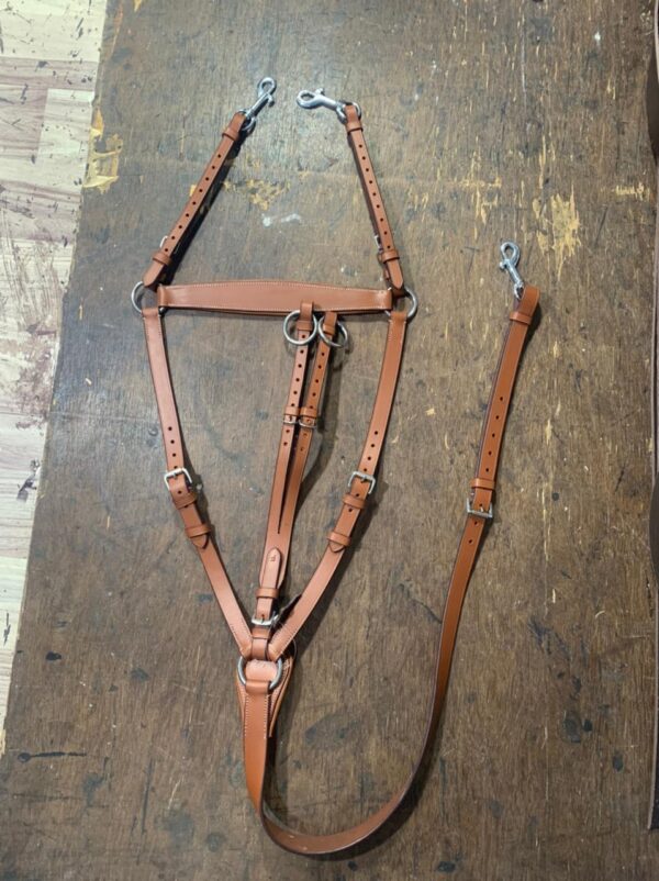 Saddlery Goods 3 Point Leather Breastplate with Running Attachment Color Tan - Image 3