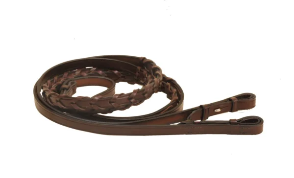 Saddlery Goods Leather Laced Rein with Stud Hooks - Image 2