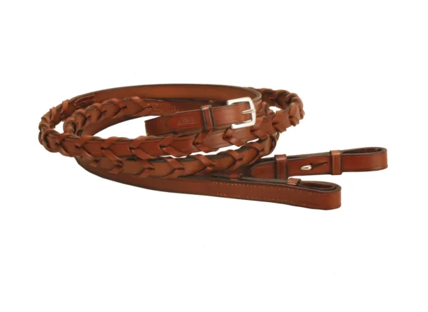 Saddlery Goods Leather Laced Rein with Stud Hooks - Image 3